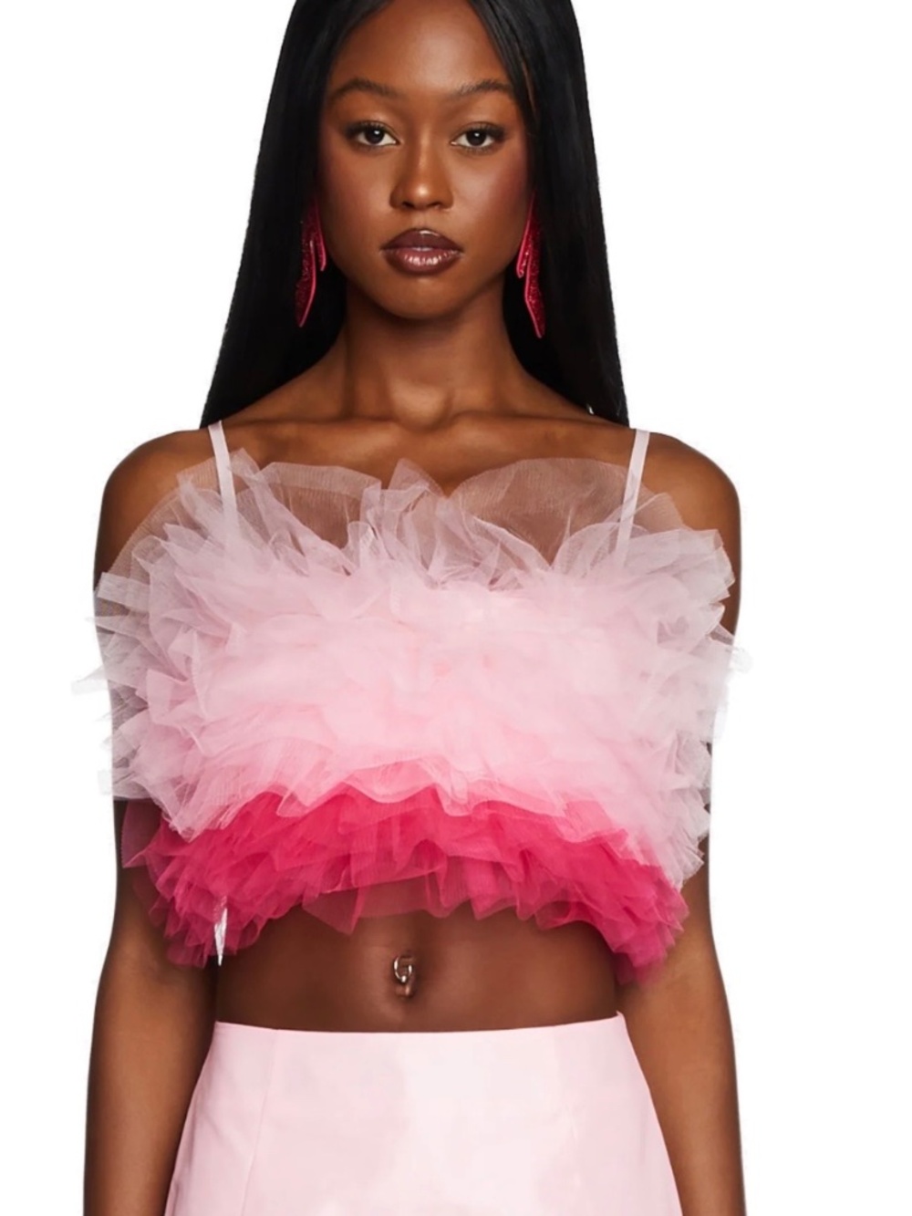Dolls Kill Sugar Thrillz layered tulle crop top, size L